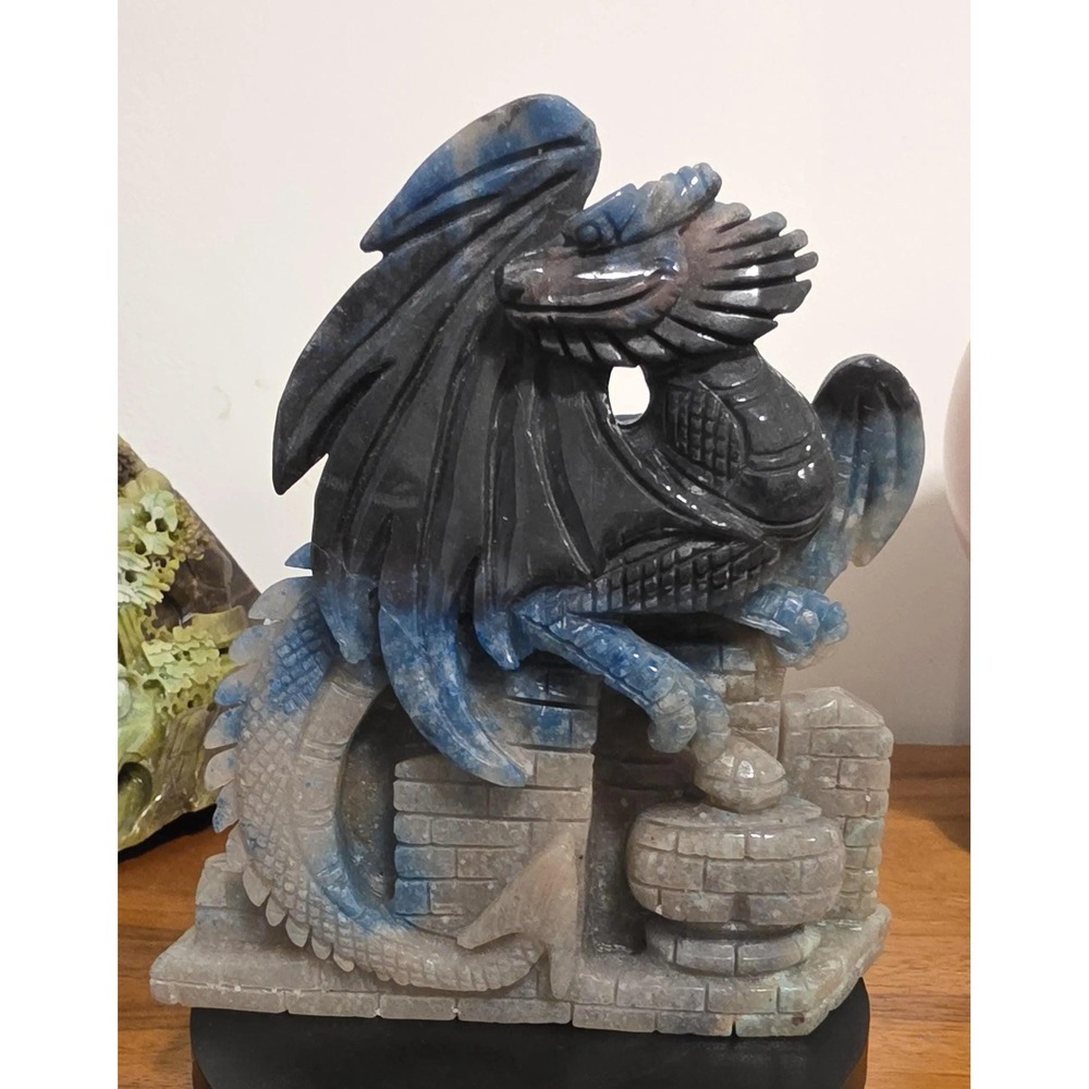Rare Trolleite Carved Dragon Statue, Home Decor